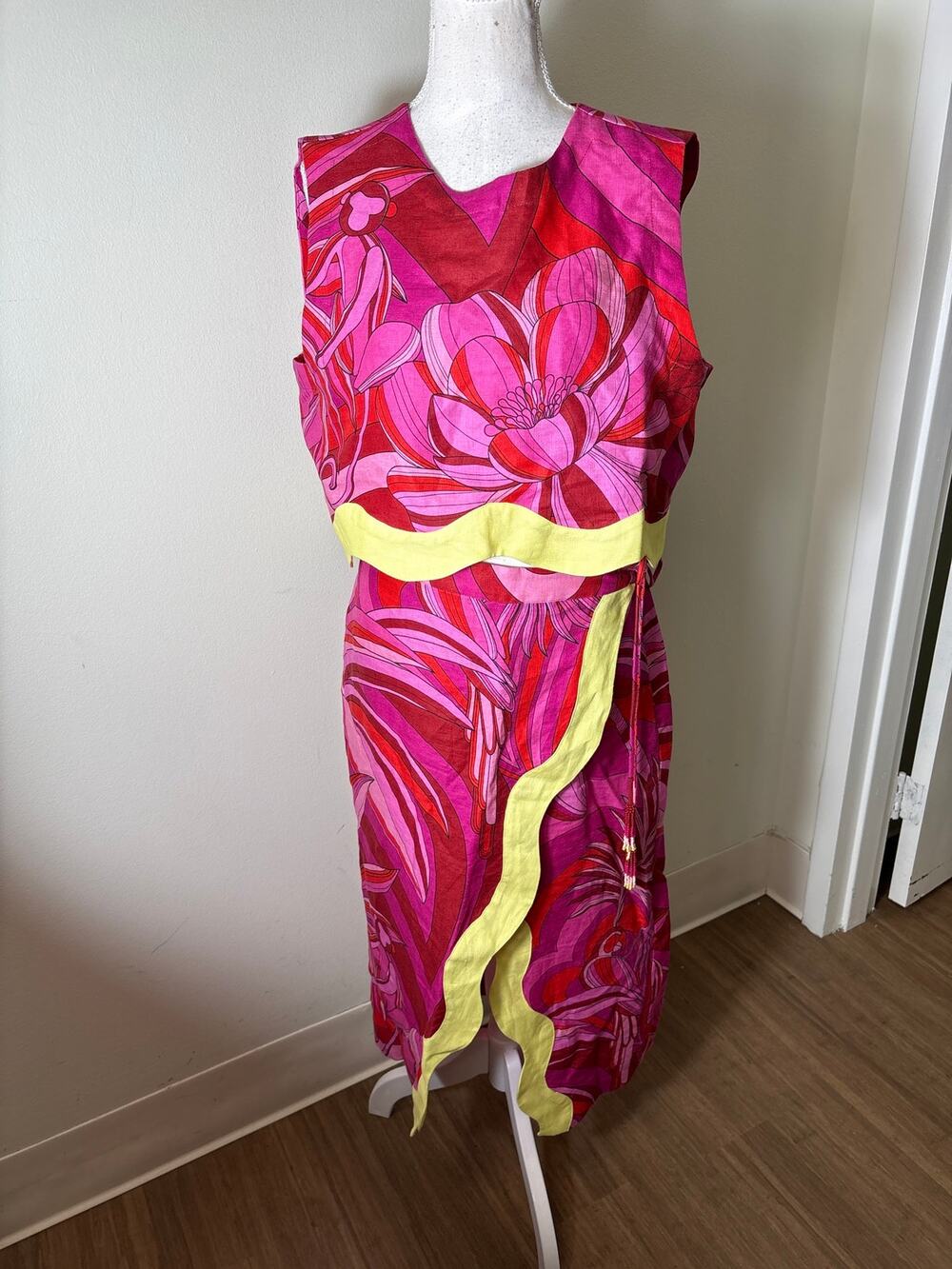 Farm Rio Hot Pink Retro Linen Sarong and Top Set